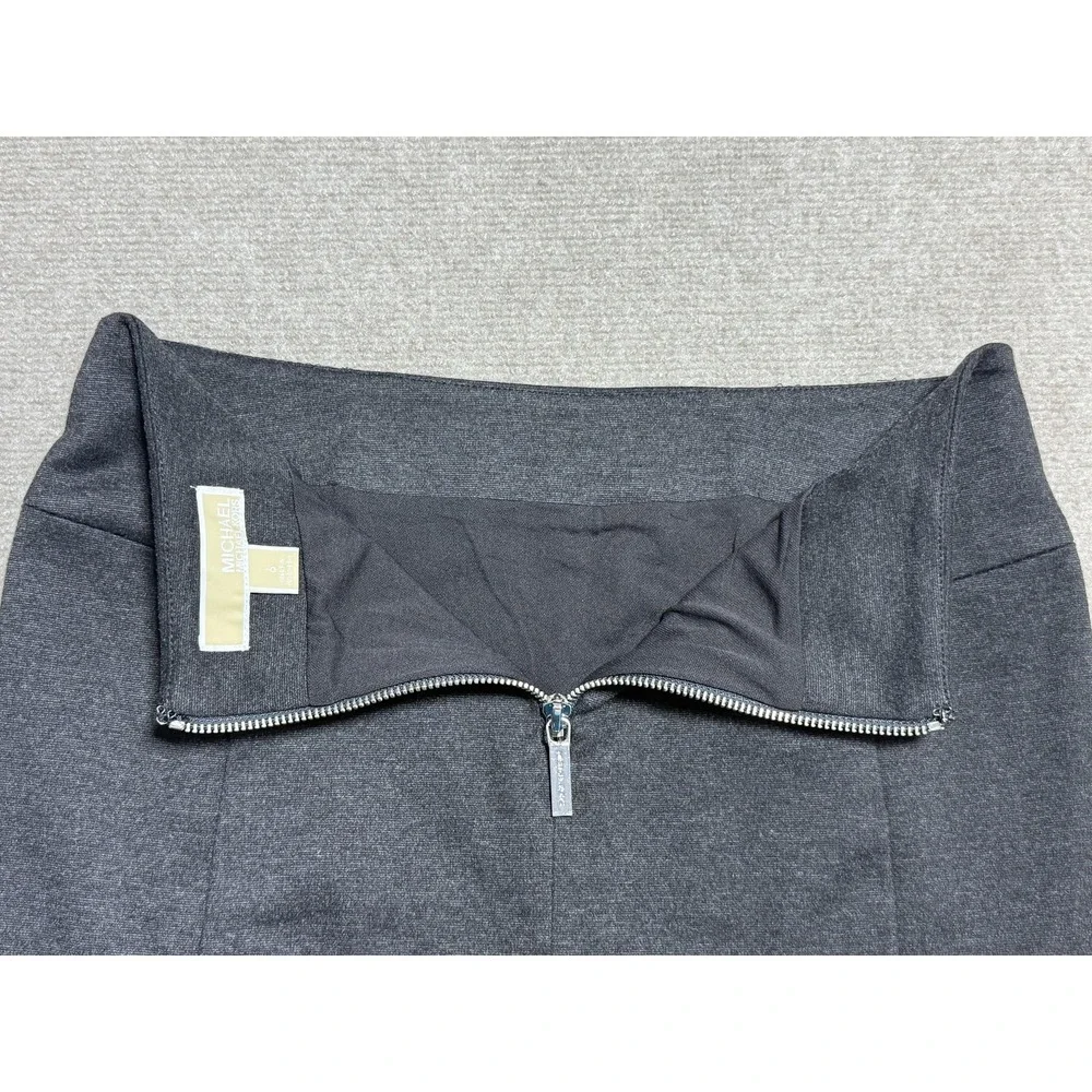 Michael Kors Skirt Womens 6 Charcoal Grey Pencil‎ Stretch Zipper Pockets Career